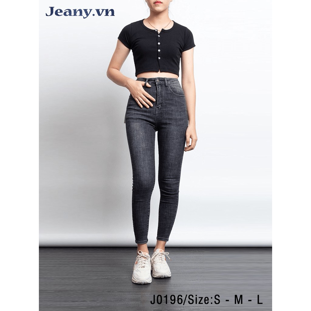Quần Jean Ôm Skinny Lưng Siêu Cao Siêu Tôn Dáng Màu Xám J0196
