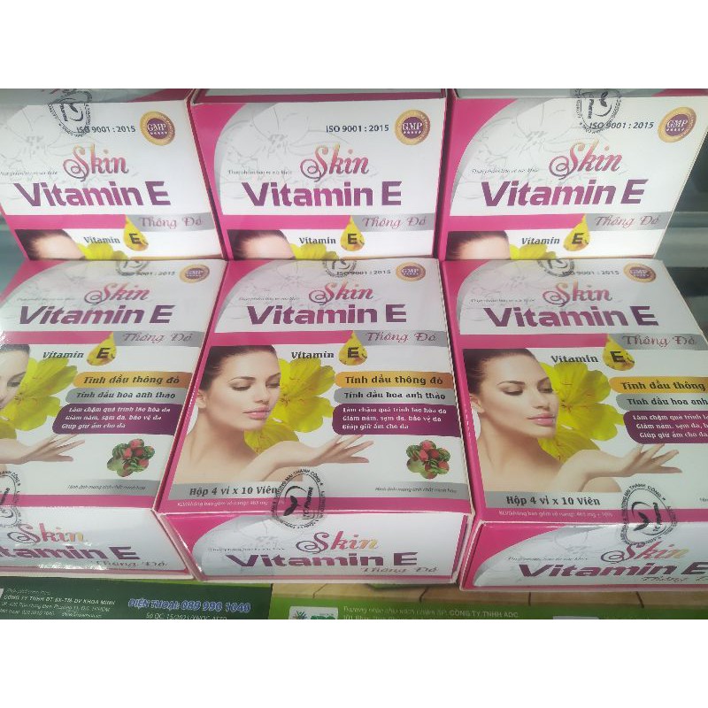Skin Vitamin E đỏ - Tinh dầu thông đỏ, tinh dầu hoa anh thảo (hộp 4vỉ *10viên) | BigBuy360 - bigbuy360.vn