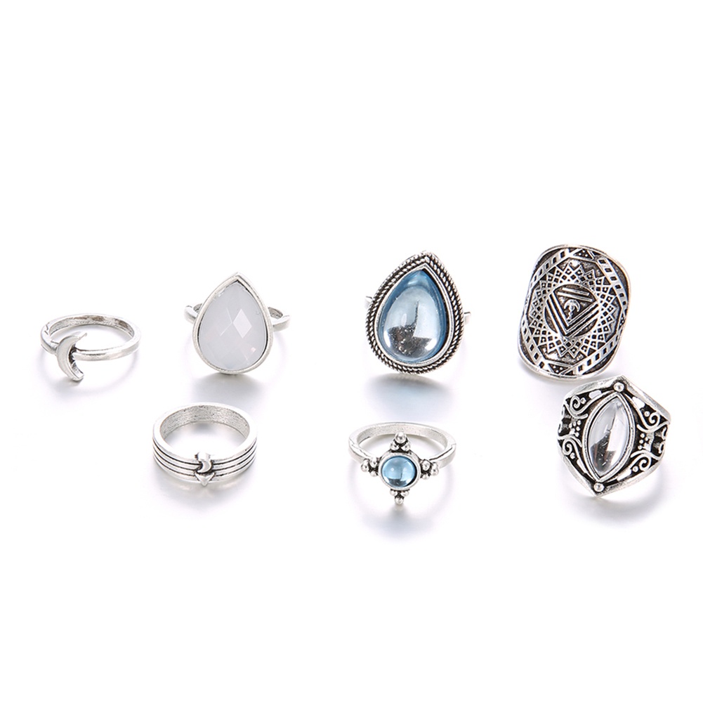 Set 7 nhẫn phong cách cổ điển dễ thương thời trang