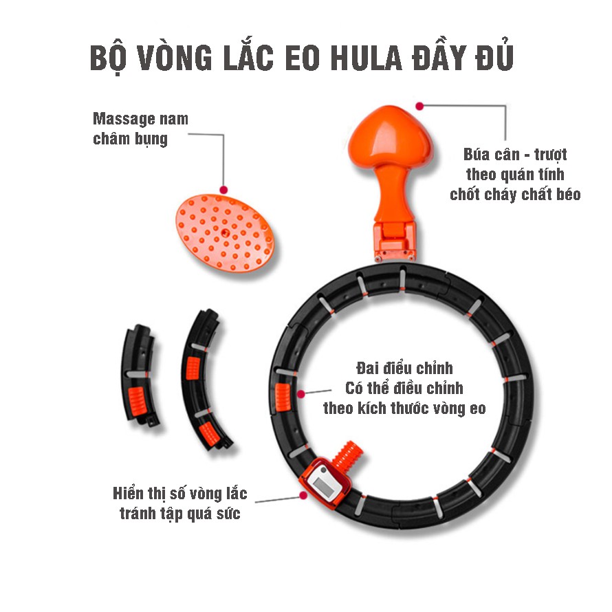 Vòng Lắc Eo HULA Thông Minh Mẫu Mới - Vòng Lắc Giảm Mỡ Bụng Điều Hòa Nhịp Tim