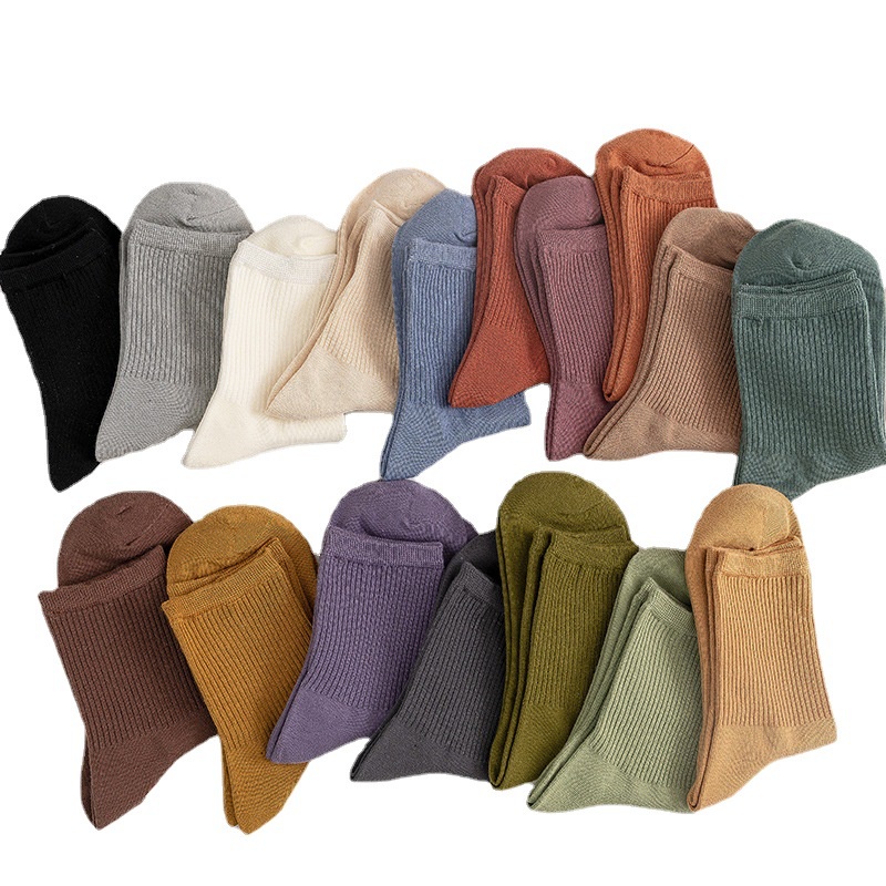 Vớ WAFNHA D407 cổ cao vừa màu sắc đơn giản phong cách Hàn Quốc thời trang cho nữ