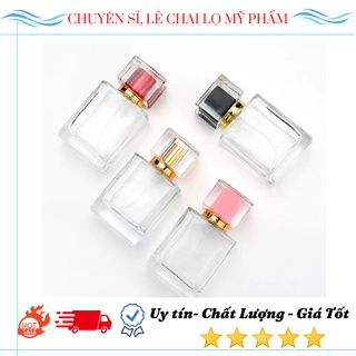 Chai chiết nước hoa thủy tinh nắp vuông đen 50ml