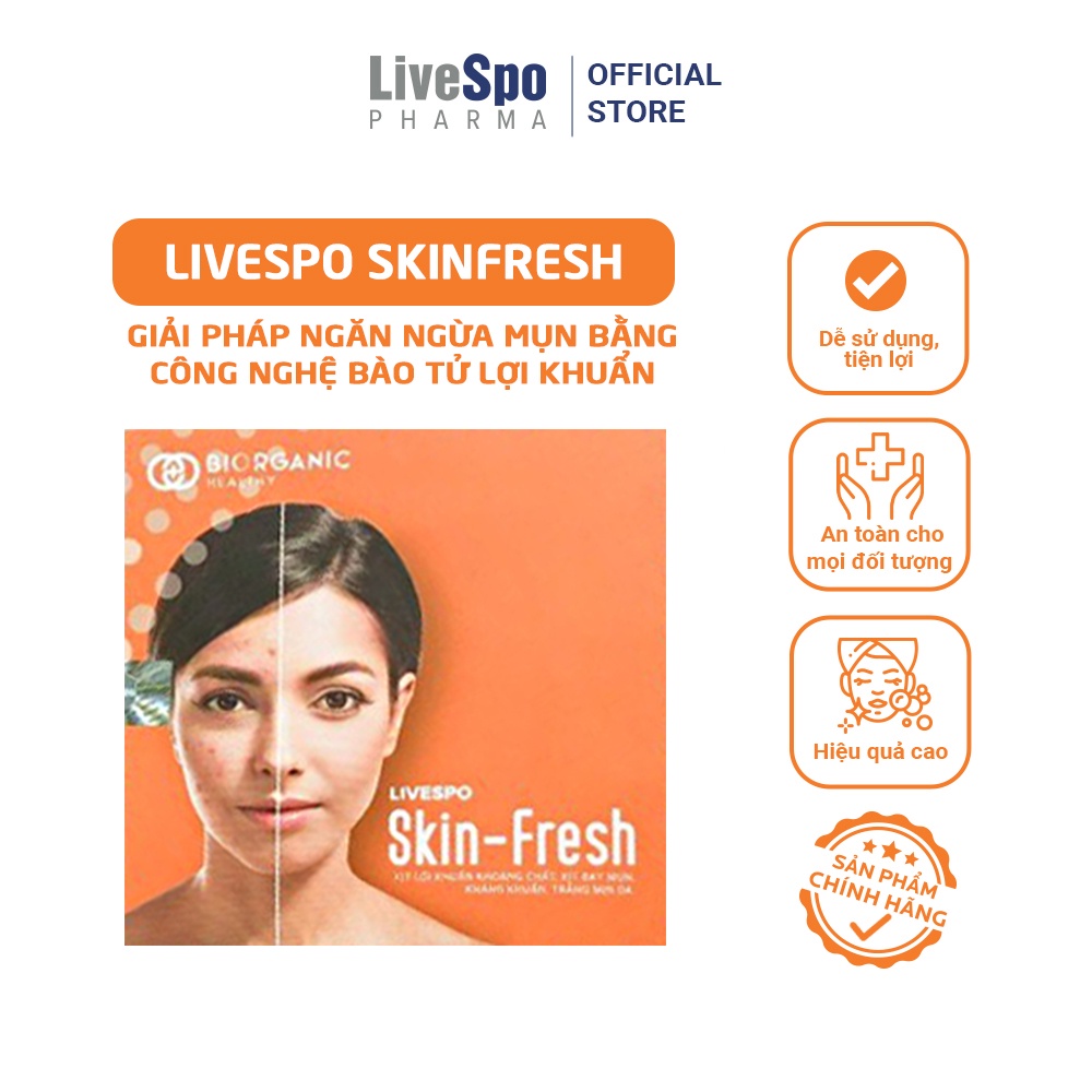 Giảm mụn, sáng da LiveSpo Skin Fresh Xịt bào tử lợi khuẩn (Hộp 3 ống x 5ml)