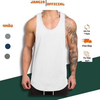 Áo Tank -Top Nam Hở Sườn Đuôi Tôm Chất Liệu Cotton Thương Hiệu Jang19