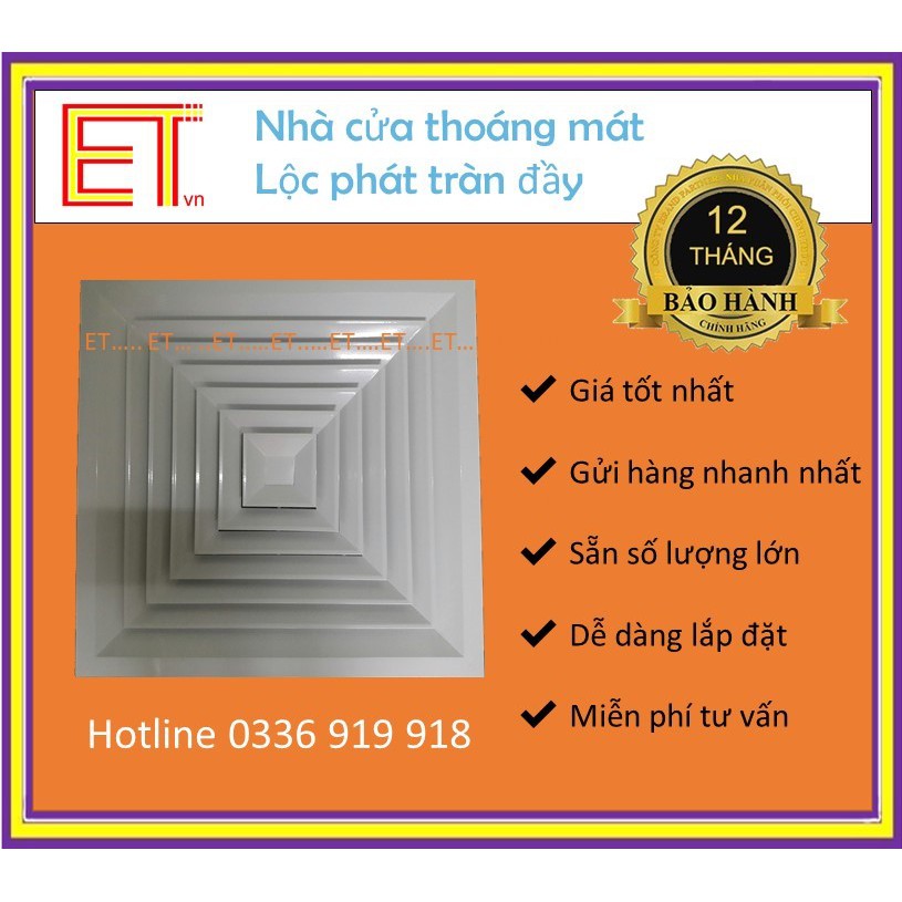 Cửa khuếch tán KTA-600, miệng gió vỉ gió 60x60cm cho điều hòa âm trần, chất liệu nhôm sơn tĩnh điện, bảo hành 12 tháng