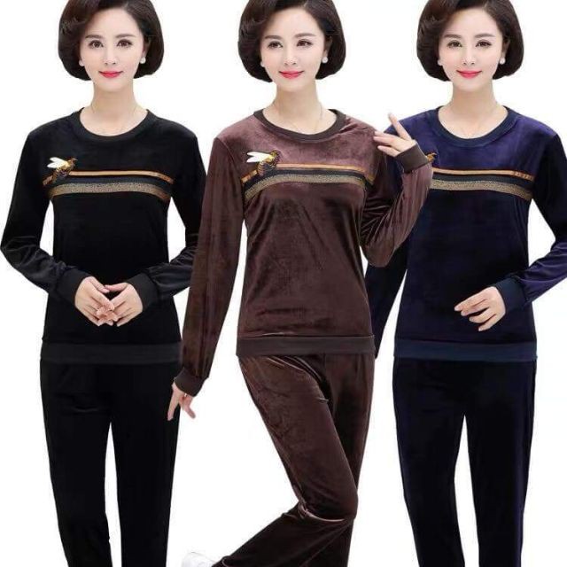 Bộ quần áo nhung cho các mẹ hàng Quảng Châu