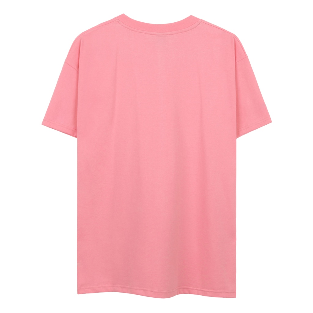 Áo Thun Champion Màu hồng In Chữ Màu Hồng Ở Giữa Chất Liệu 100% Cotton Thoáng Mát Form Rộng Thoải Mái