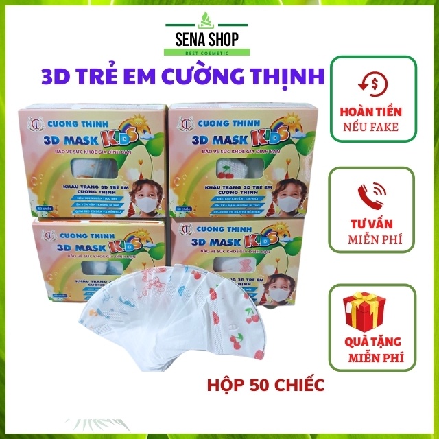 [CHO BÉ 3-10 TUỔI ]Hộp 50 Chiếc Khẩu Trang 3D Kids Trẻ Em Mask Cường Thịnh Họa Tiết Y Tế Xuân Lai Công Nghệ Nhật Bản Bền