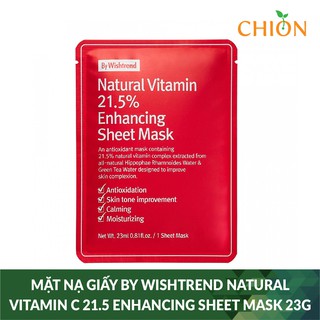 Mặt nạ giấy By Wishtrend Natural Vitamin C 21.5 Enhancing Sheet Mask dưỡng trắng da làm 23g - Hàn Quốc Chính Hãng