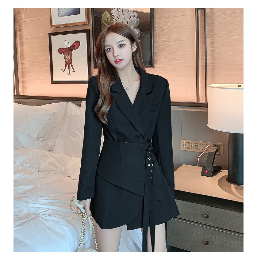 [SIÊU SALE] Đầm Vest Blazers Thắt Eo Màu Đen Thiết Kế Phong Cách Hàn Quốc | BigBuy360 - bigbuy360.vn