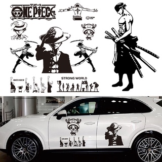  "One Piece" Phản chiếu Dán xe Luffy Ace Roronoa Zoro Cửa xe Kính chắn gió Phim hoạt hình đề can Trang trí Hình dán 