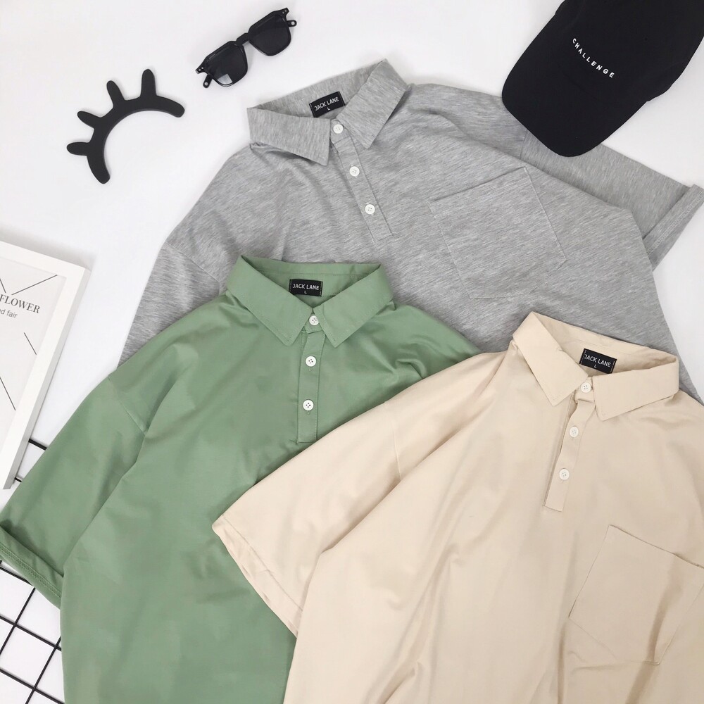 Áo Polo trơn Basic oversize,JACKLANE , Áo polo cộc tay Unisex Jack Lane | BigBuy360 - bigbuy360.vn
