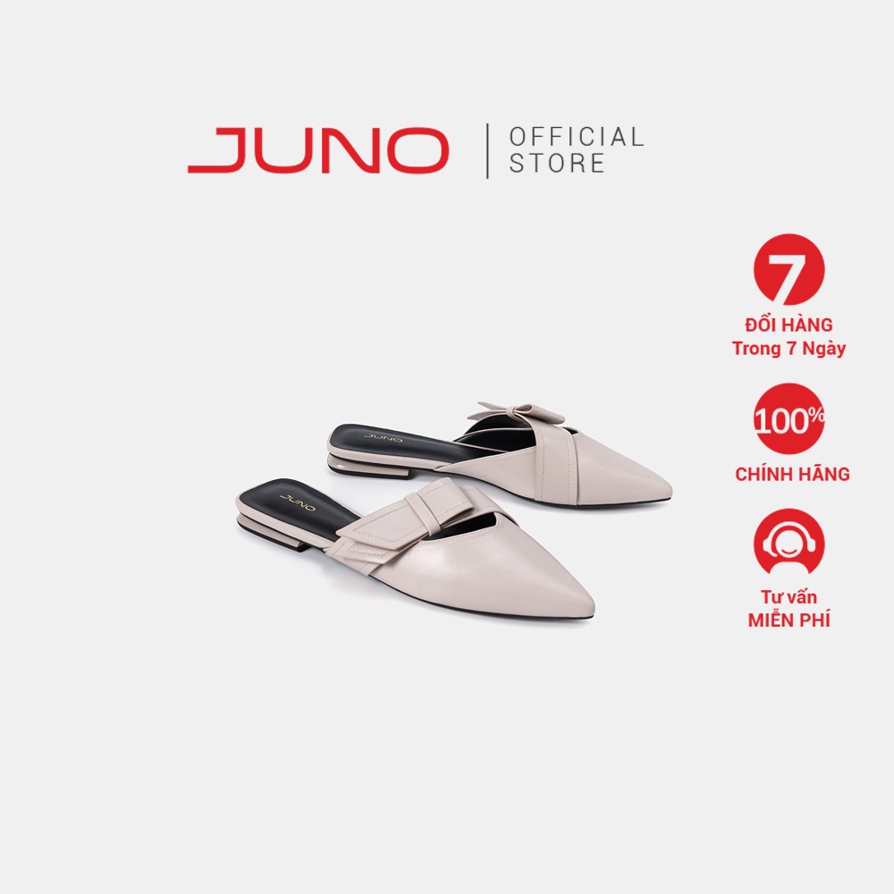 Giày Mules Nữ 3cm Thời Trang JUNO Phối Nơ Trang Trí BB03078