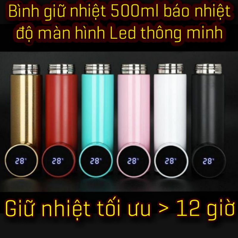 Bình giữ nhiệt 500ml inox 304 báo nhiệt độ màn hình led