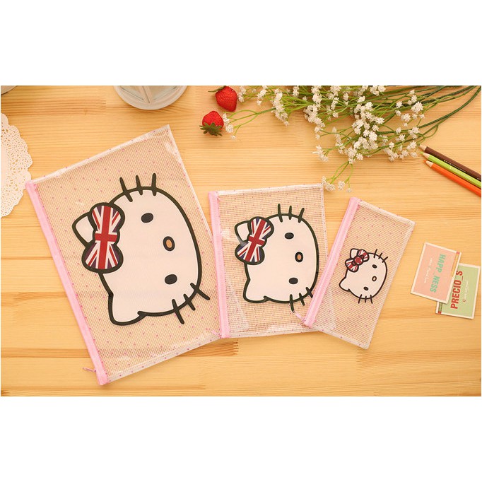 ☘ TÚI LƯỚI A4 ĐỰNG HỒ SƠ, SÁCH VỞ, GIẤY TỜ HELLO KITTY ☘