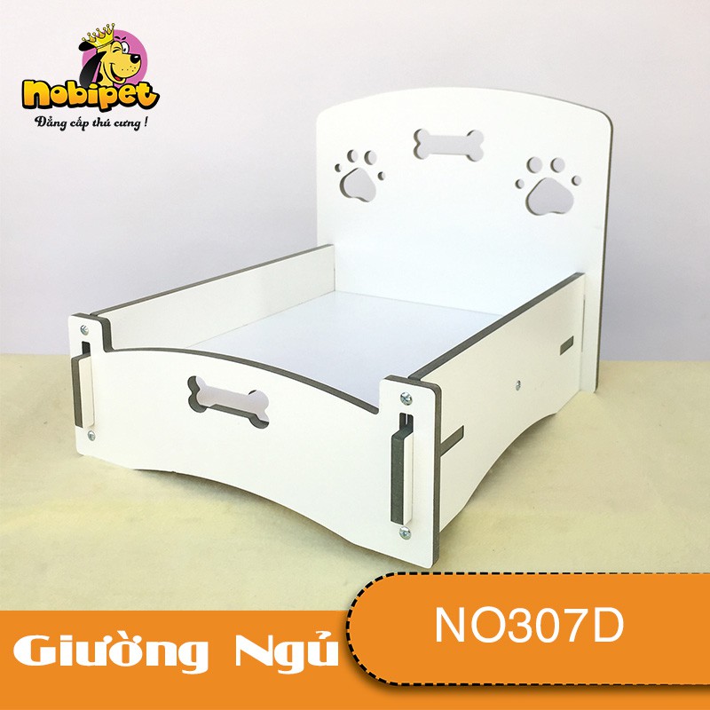 Giường Nằm Gỗ Lắp Ráp Queen Mini Trắng Sáng Cho Dòng Chó Mèo Nhỏ