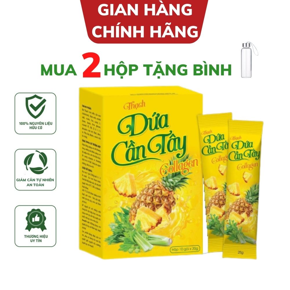 Thạch dứa cần tây Collagen Plus Hỗ trợ giảm cân Không phải thuốc giảm cân [Hộp 10 gói x25gr]