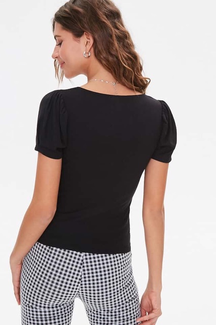 ÁO THUN CỔ U TAY CON F21