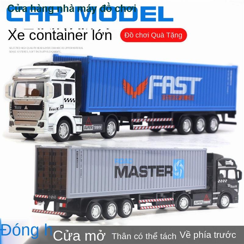 xe container hợp kim mô hình ô tô vận chuyển mô phỏng kỹ thuật xe sơ mi rơ moóc container đồ chơi xe cậu bé