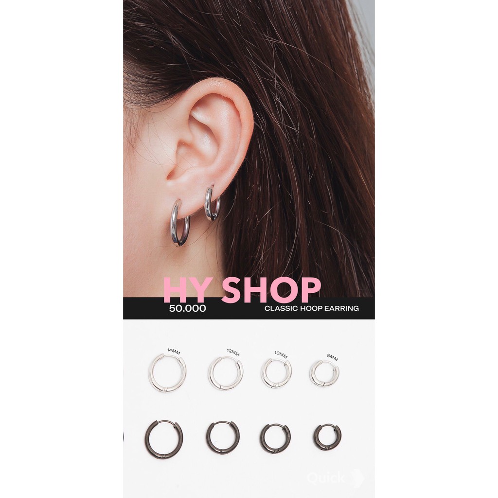 bông tai titan tròn basic không dị ứng nam nữ