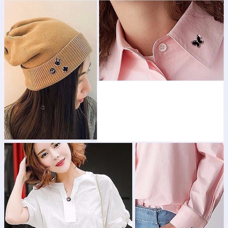 Set 10 ghim cài áo nhiều mẫu mã đính đá giả xinh xắn