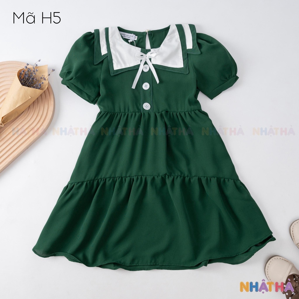 Váy Bé Gái Mùa Hè NHẬT HÀ Dáng Suông Cổ Siêu Điệu Size Đại Từ 12-45kg