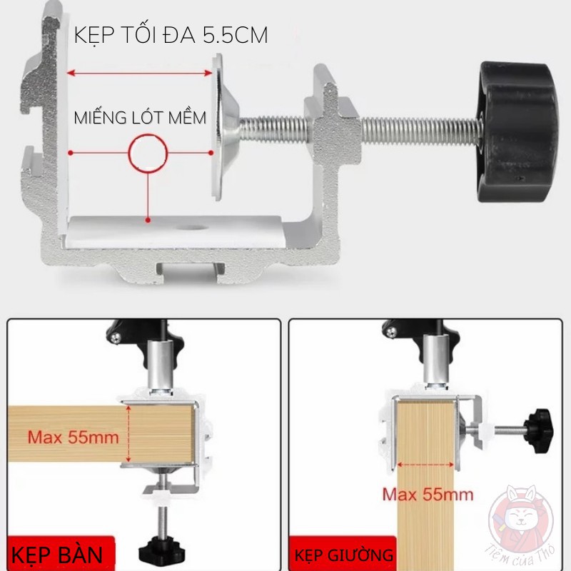 Giá đỡ điện thoại ipad kẹp đầu giường xem phim livestream đa năng tiện lợi