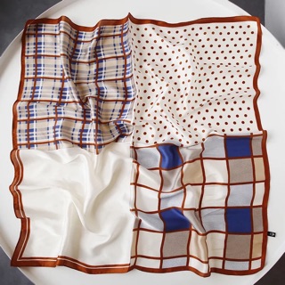 Khăn lụa vuông kẻ ô size 70*70cm