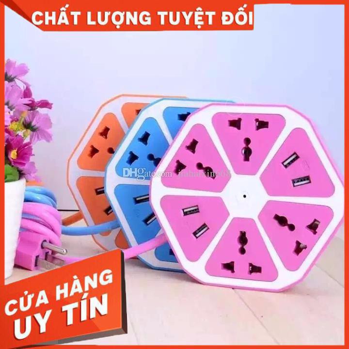 [Xả kho + free ship] Ổ cắm điện lục giác tích hợp 4 cổng USB