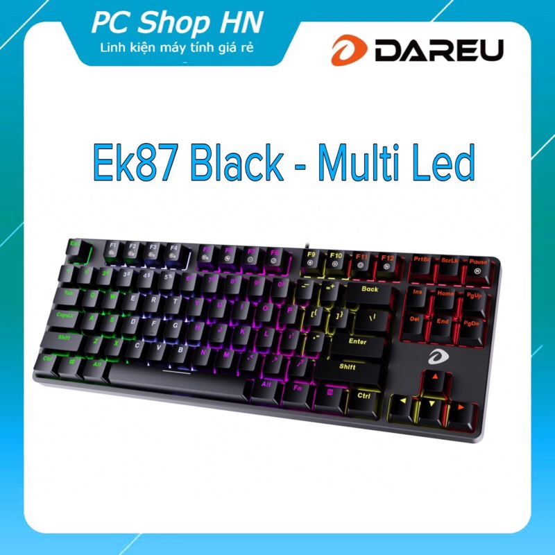 Bàn phím cơ Gaming DAREU EK87 - Black (MULTI-LED, Blue/ Brown/ Red D switch)