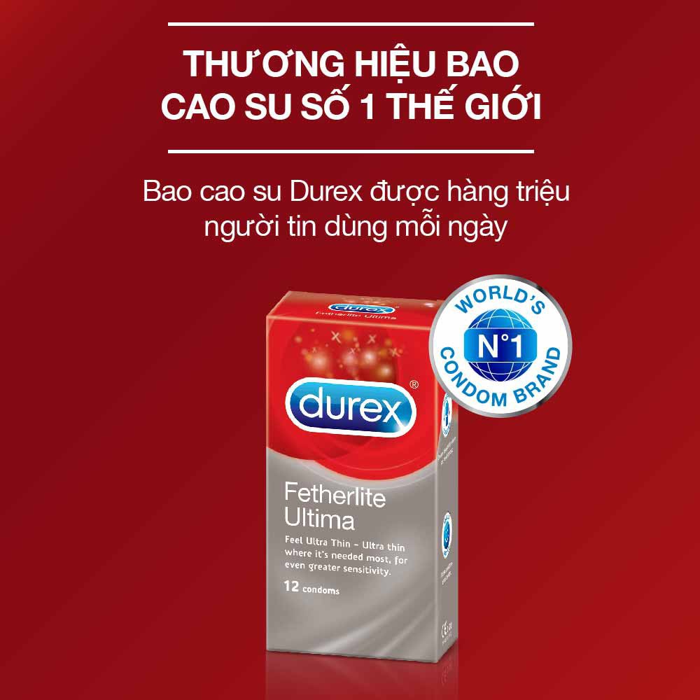 [Combo 3 hộp] BCS Siêu mỏng Durex Fetherlite - Hộp 03 cái - Kéo Dài thời gian yêu!