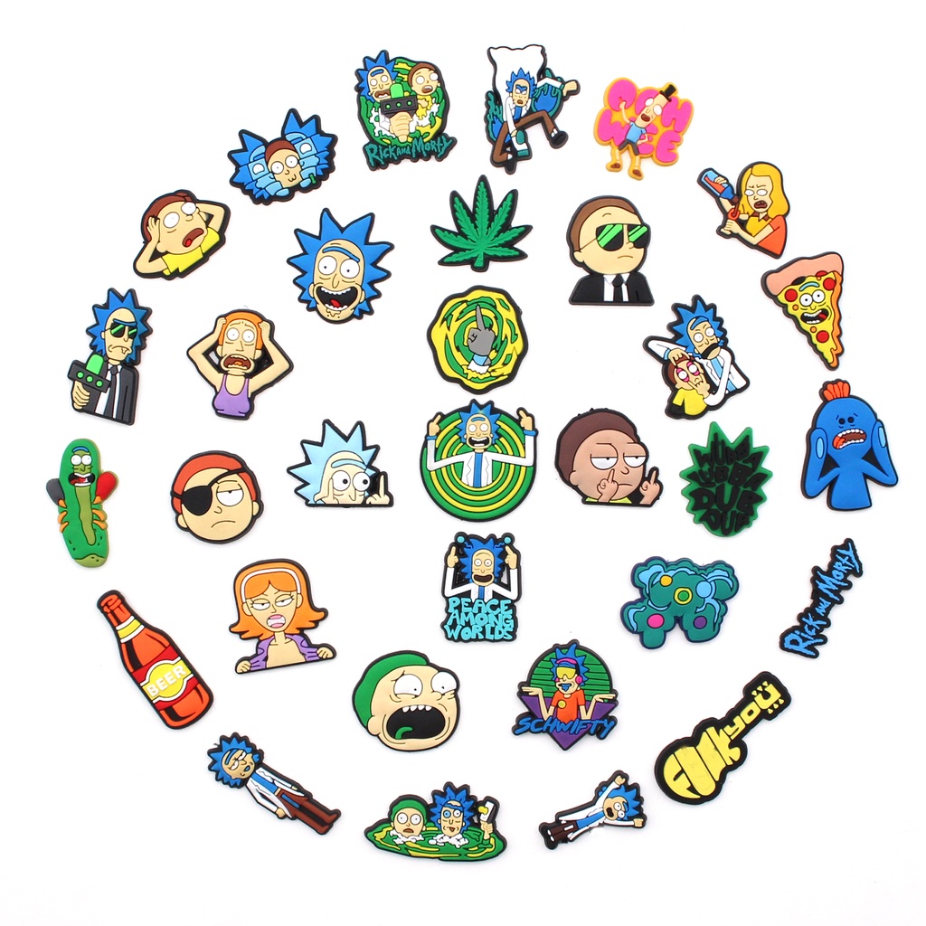 Hàng Bán Chạy 1 Mặt Trang Sức Bằng PVC Hình Giày crocs Hoạt Hình rick Và morty Aceessories Jibbitz Cho Trẻ Em