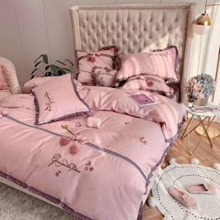 Set lụa tim bông 7 món cao cấp, đẹp hoàn hảo