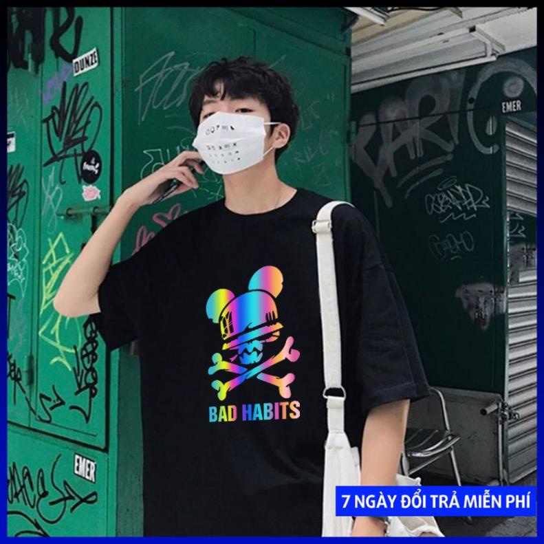 Áo Thun BAD HABITS Phản Quang 7 Màu Form Rộng Unisex Nam Nữ đẹp vải dày mịn