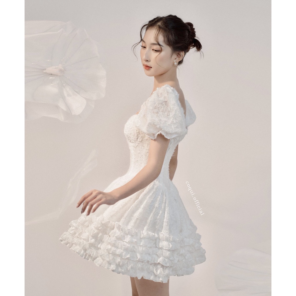 COQUI - Đầm voan hoa cúp ngực bèo tầng - Naomi Dress
