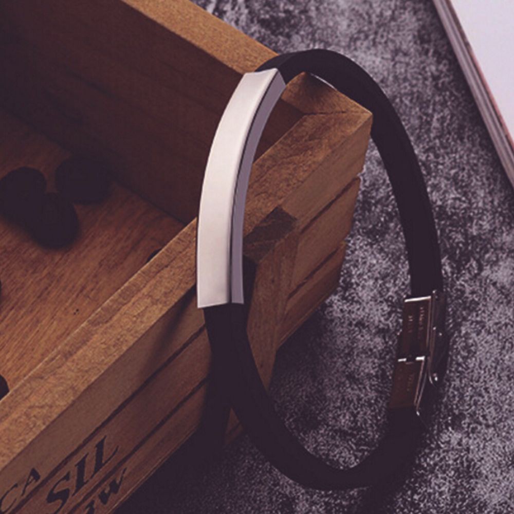 Vòng Tay Silicone Phối Kim Loại Phong Cách Thể Thao