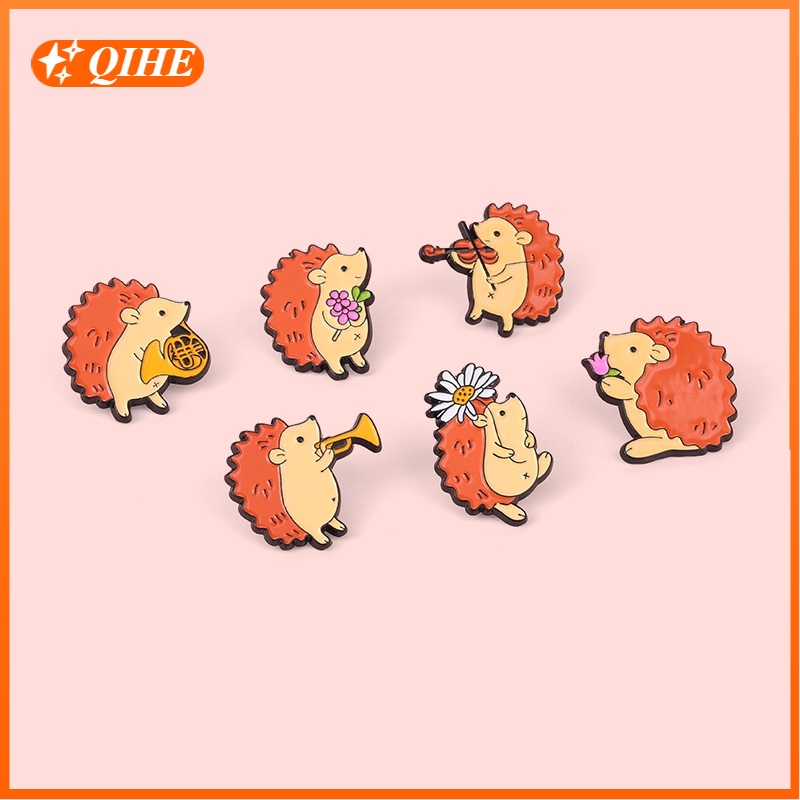 Ghim cài áo QIHE JEWELRY hình nhím 6 loại tùy chọn cho trẻ em