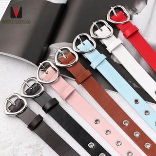 Thắt Lưng Da Pu Có Khóa Hình Trái Tim Màu Kẹo Thời Trang