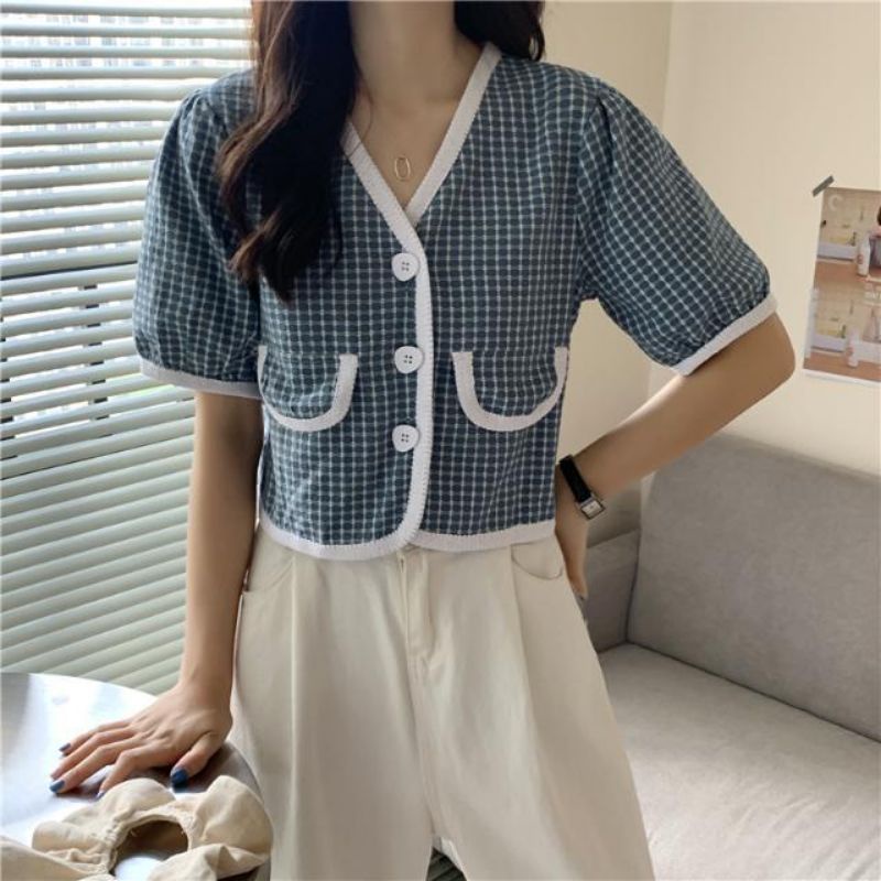 Áo Sơ Mi Nữ Tay Ngắn Siêu Cute Hàn Quốc