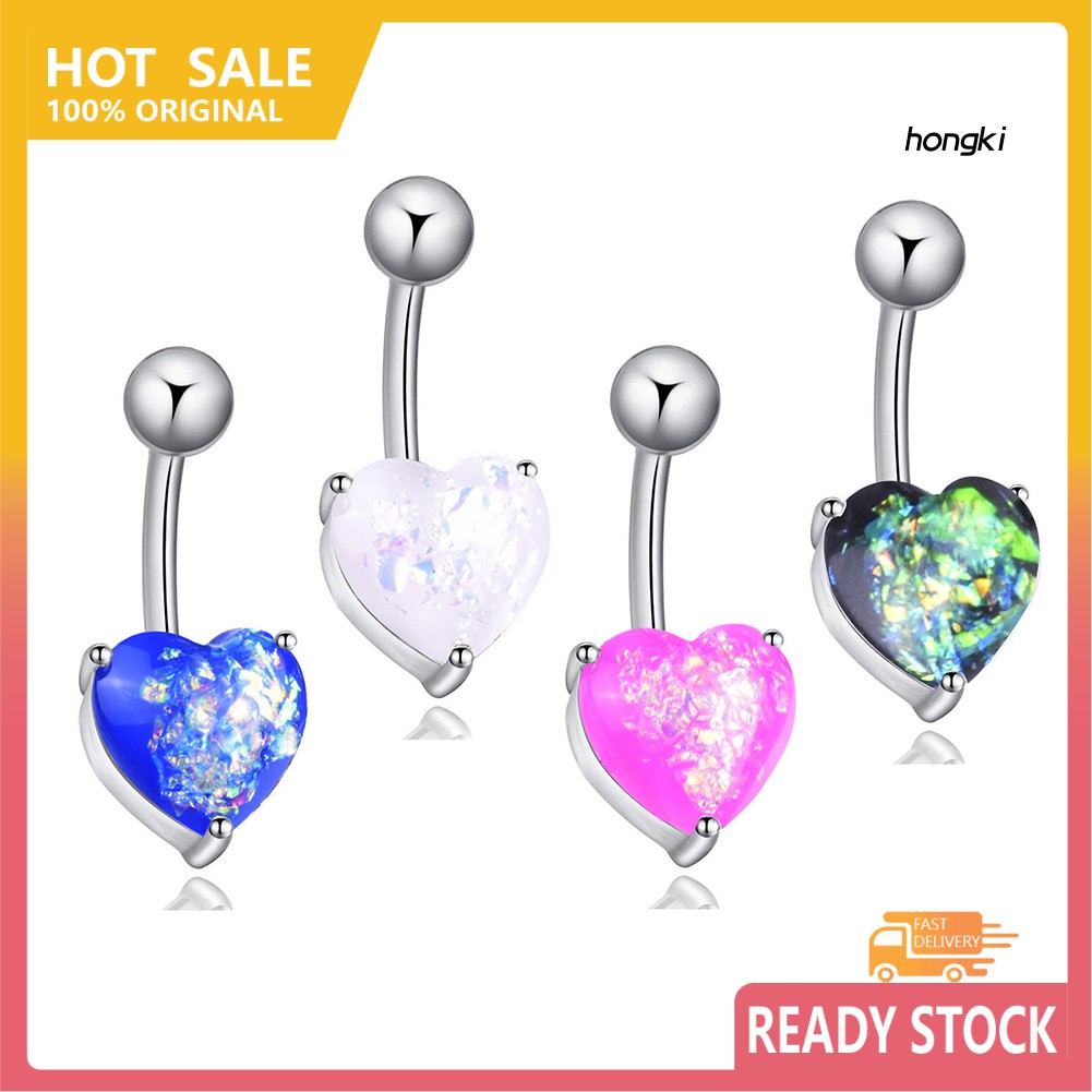 (Hàng Mới Về) 1 Khuyên Rốn Hình Trái Tim Đính Đá Mắt Mèo Giả Thời Trang Cho Nữ