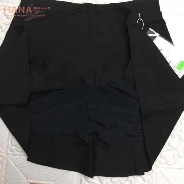 Chân váy 2 tầng ngắn có quần trong sóng bồng bèo xếp ly cạp chun bigsize - Vải Umi Đen co giãn - Mặc đi làm công sở tiệc | BigBuy360 - bigbuy360.vn