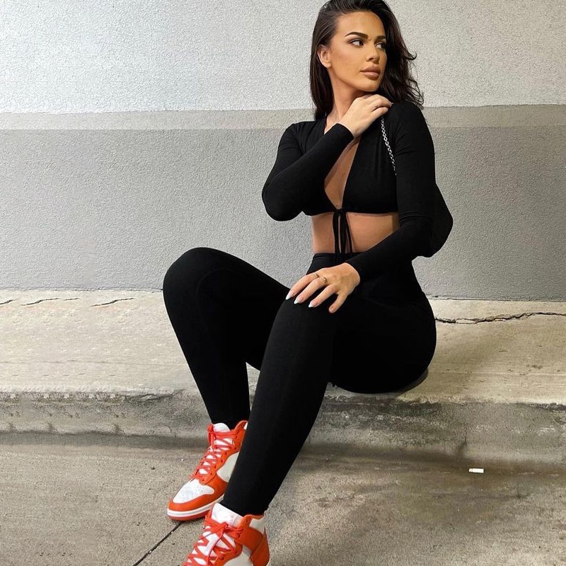 Áo Liền Quần Tay Dài Dáng Ôm Cột Dây Phong Cách Âu Mỹ Thời Trang Mùa Thu Dành Cho Nữ 2021the | BigBuy360 - bigbuy360.vn