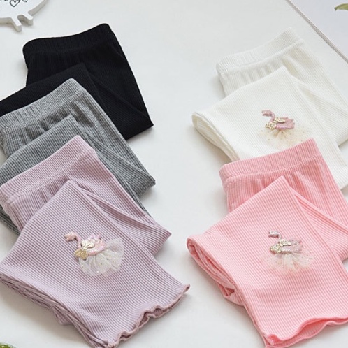 Quần Legging bông In Hình Thiên Nga Thời Trang Cho Bé Gái 1-8 Tuổi