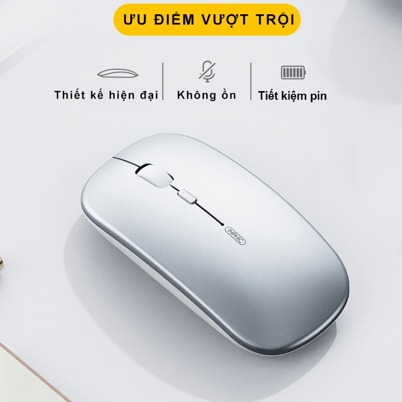 Chuột máy tính không dây bluetooth sạc pin SIDOTECH M1P silent màu hồng / bạc / đen pin dùng 30 ngày cho laptop macbook