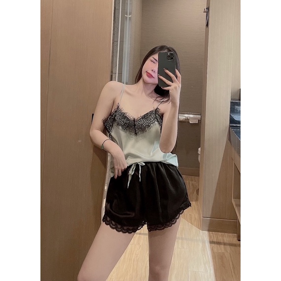 Set đồ ngủ đùi lụa latin hình thật - chất lụa siêu mềm