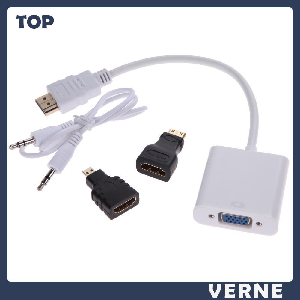 vernesss 1080P Micro HDMI-compatible / Mini HDMI-compatible / HDMI-compatible to VGA Converter Adapter with Audio