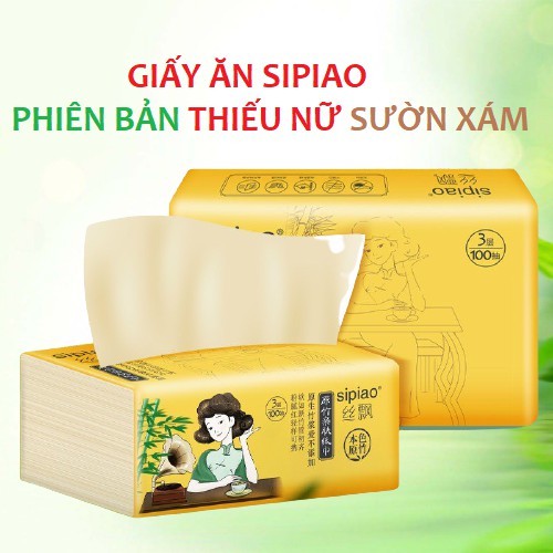 [Mã 157FMCGSALE giảm 8% đơn 500K] Giấy Ăn Sợi Tre Sipiao Phiên Bản Thiếu Nữ Măc Sườn Xám [1 Gói To]