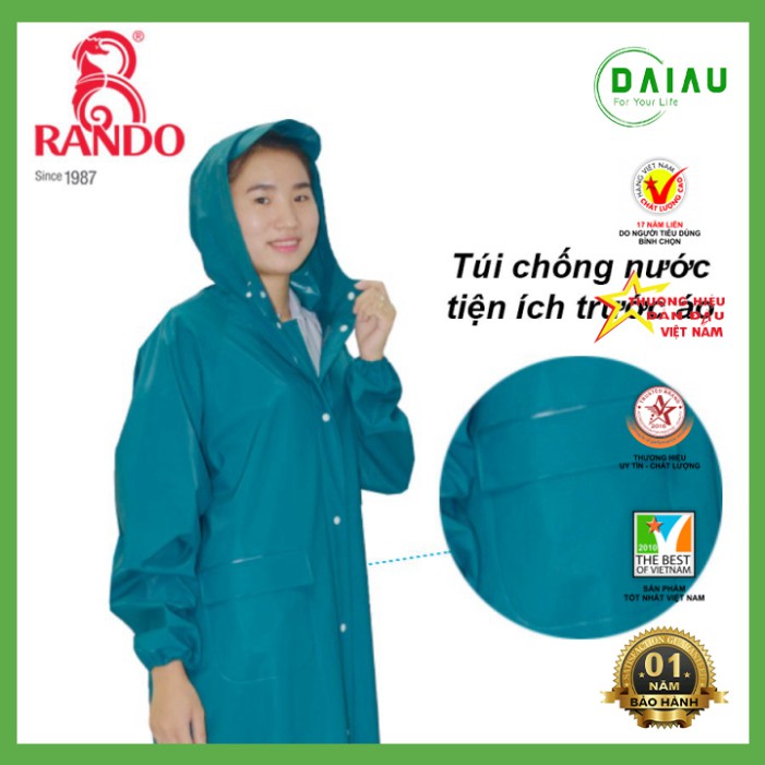 Áo Mưa Dây Kéo RANDO Tiện lợi Cao Cấp Chính Hãng Bít Sườn Nhựa Không Thấm Nước Dành Cho 1 Người Siêu Nhẹ Thời Trang ZIPP