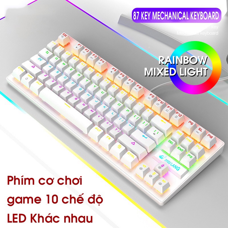 Bàn Phím Cơ K2 PRO Crack 87 Phím, Bàn Phím Máy Tính Chơi Game Có Dây đèn Led Chuyển Màu Led RGB 10 Chế Độ Khác Nhau