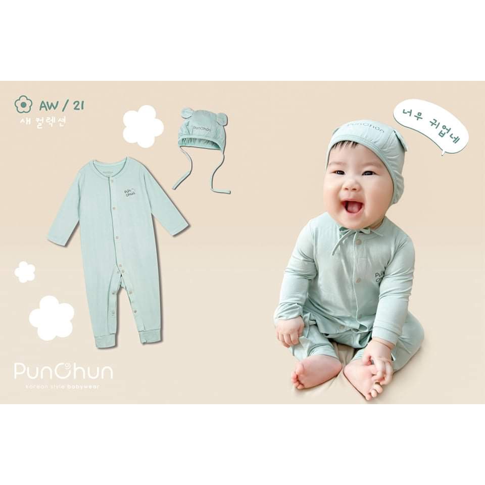 Body cho bé trai bé gái dài tay không tất cotton Punchun trẻ em